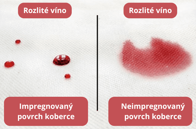 porovnání impregnace koberce s kobercem bez impregnace