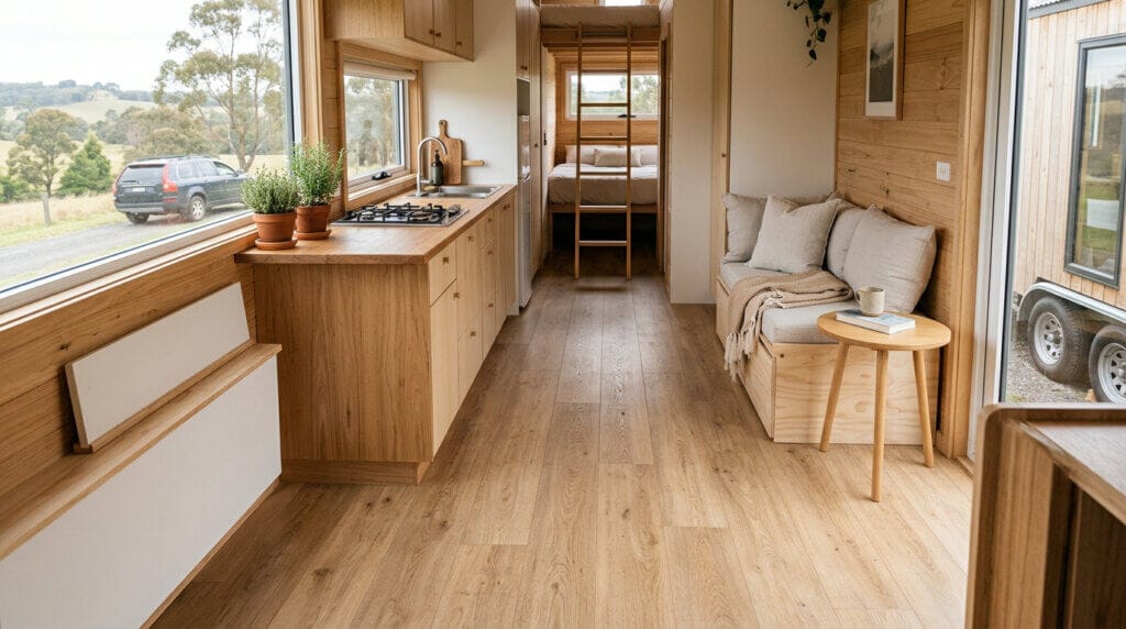 Podlaha do tiny house a mobilního domu: nízká hmotnost, pevnost a odolnost při pohybu stavby - podlaha tiny house podlaha tiny house